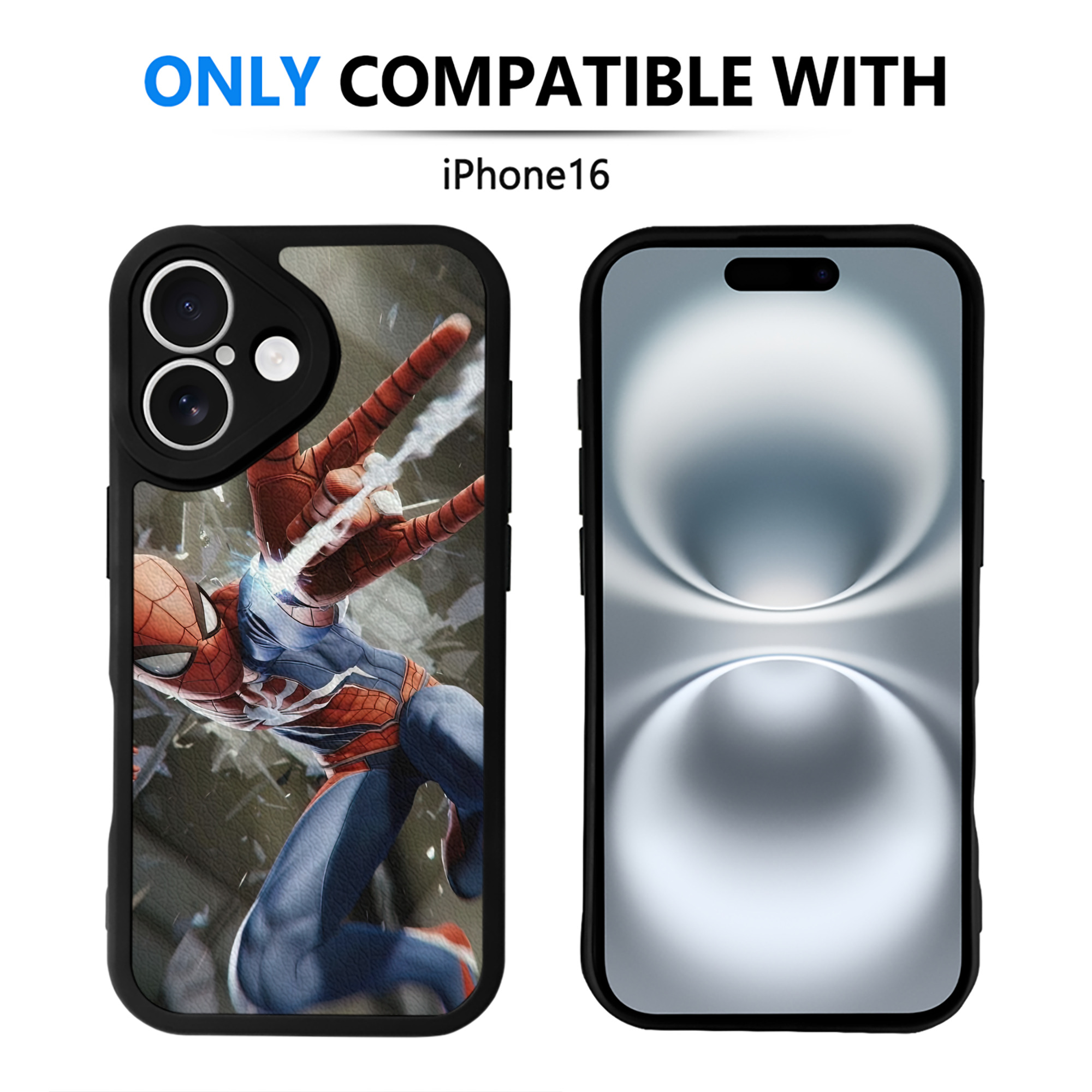 （画像用） Spider Man スパイダーマン 【iPhone 16シリーズ対応】シリコンスマホケース（レザー調） 材質：シリコン